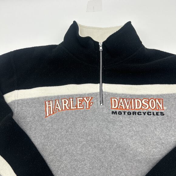 Harley Davidson Sweater BOYS L Gray 1/4 Zip Mock Neck Sweatshirt Motorcycles - Picture 2 of 9